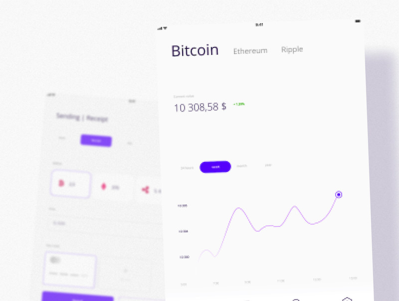 简洁的加密货币钱包ios app界面设计模板-Sketch/Figma素材
