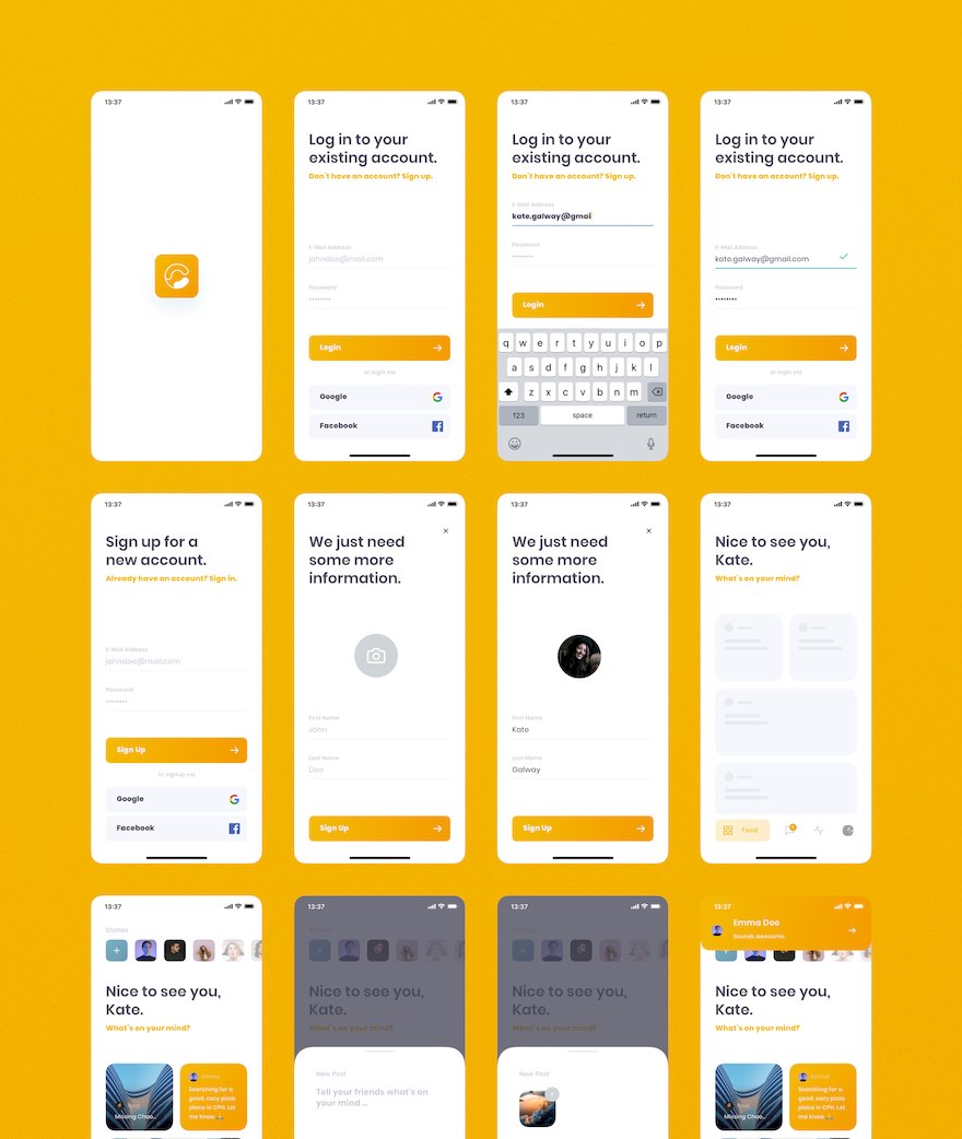 iOS社交类app ui设计模板-Sketch/Figma素材