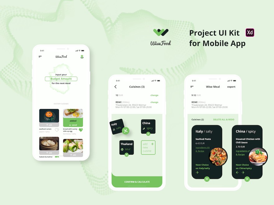 绿色饮食菜谱推荐app模板-Adobe XD素材-2.jpg