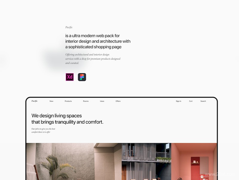 极简主义家居电商网站ui模板设计-Adobe XD/Figma素材