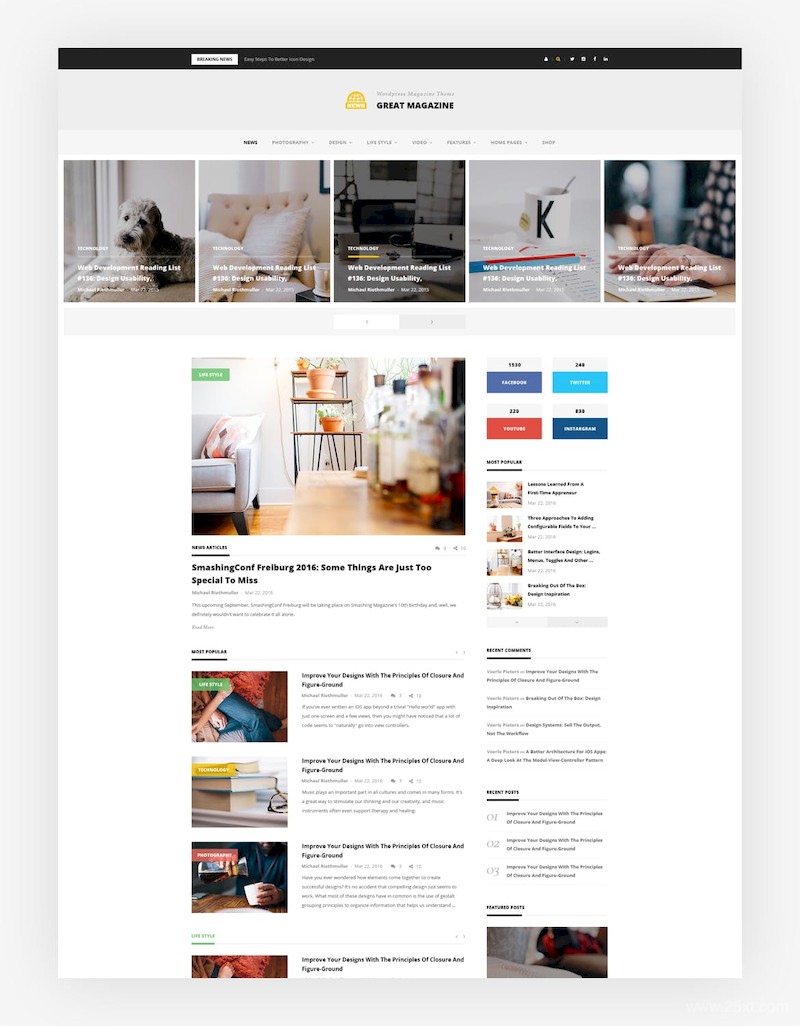 简洁、富有创意的杂志博客网站界面设计模板-Photoshop素材-3.jpg