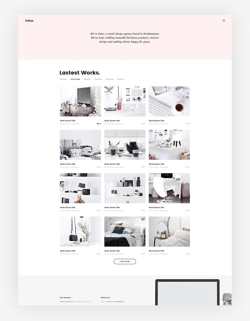 具有创意的家具网站设计模板-Photoshop素材