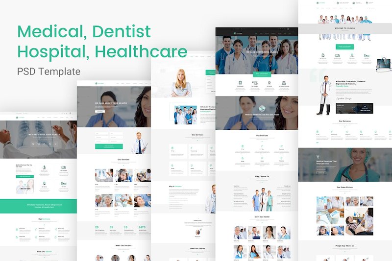 现代化的医院医学网页界面设计-Photoshop素材
