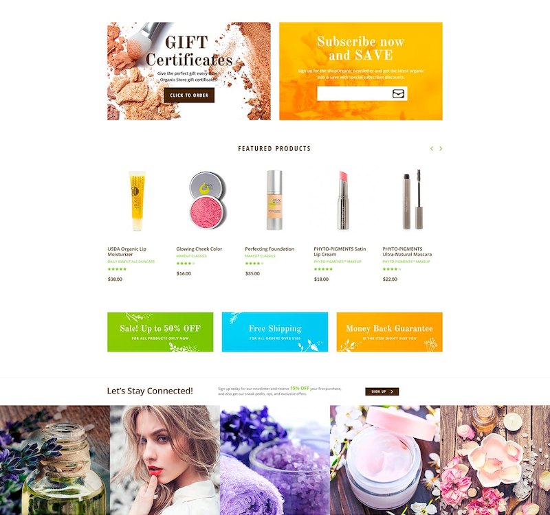 简洁小清新的化妆品品牌电商网站界面设计模板-Photoshop素材