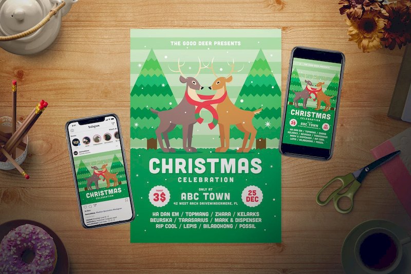 富有创意的圣诞主题促销海报设计模板-Photoshop/Illustrator素材