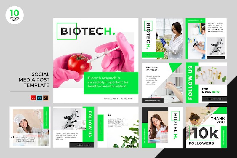 生物科技相关博客、海报、广告等多种版式banner模板-Photoshop/Illustrator素材