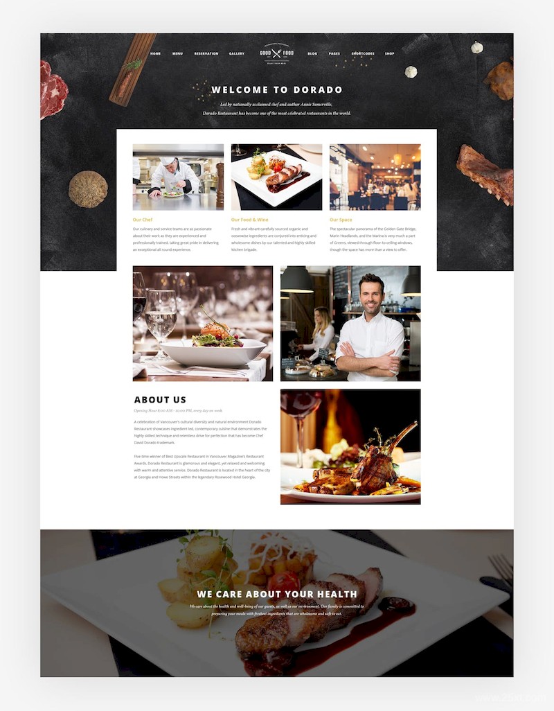 美食餐厅web界面设计模板-Photoshop素材