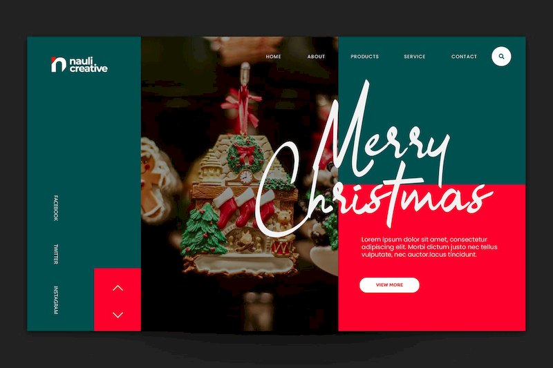 精美的圣诞主题网站主页模板界面设计-Photoshop/Illustrator素材