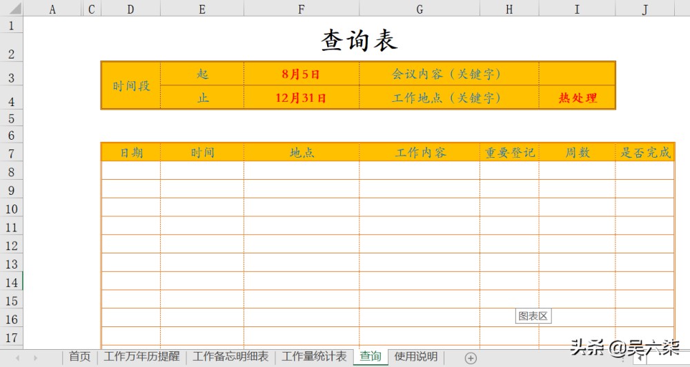 这套简单实用的工作计划表：日历提醒，工作备忘明细、工作量统计