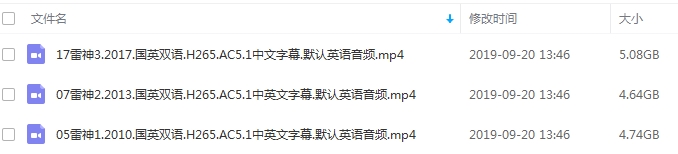 漫威电影《雷神》系列3部超清英语中文字幕合集[MP4/14.46GB]百度云网盘下载